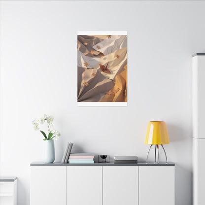 Autumn Paper Fold Minimal Line Canvas Art | Cozy Decor