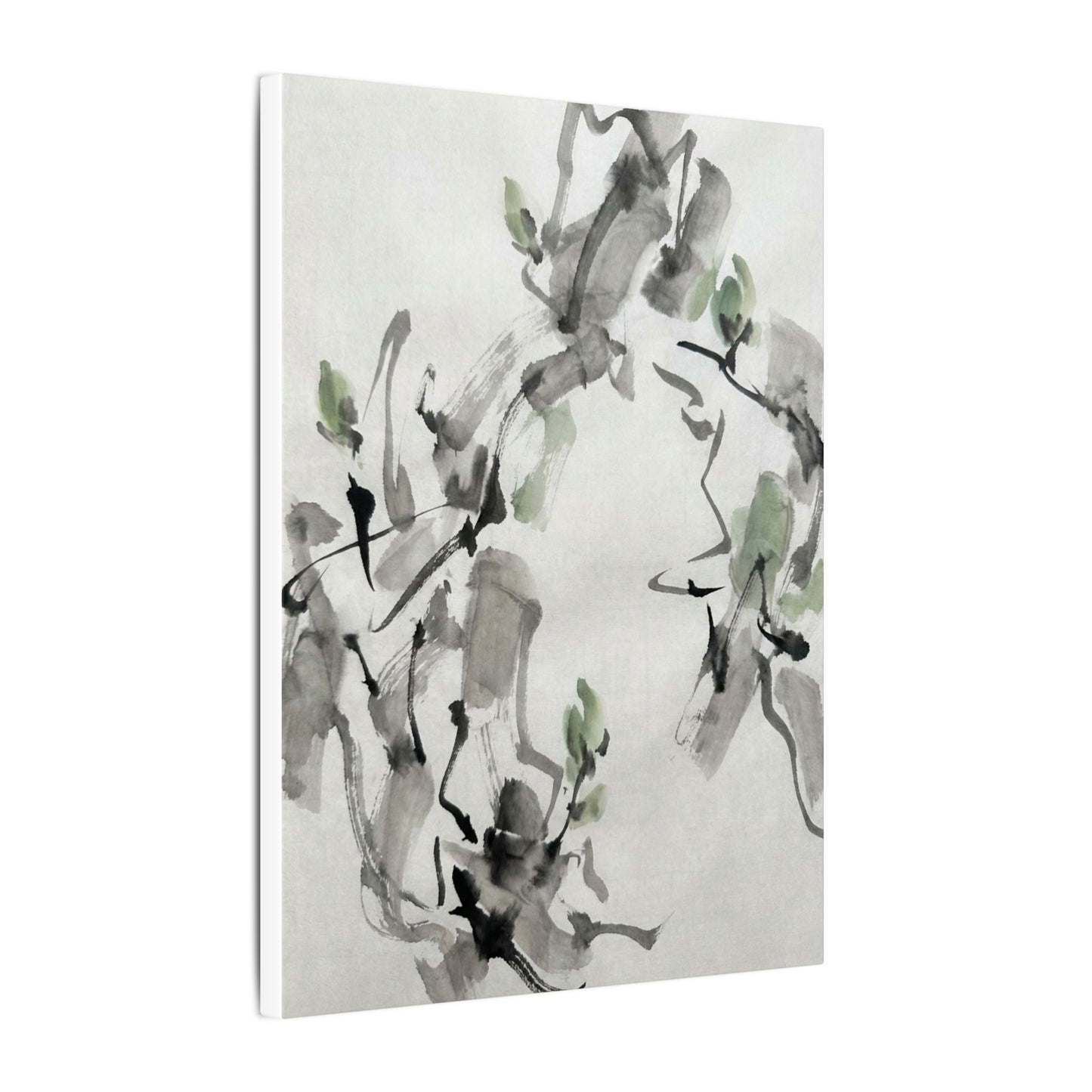 Zen Ink Brushstroke in Overcast | Sumi E Canvas Art