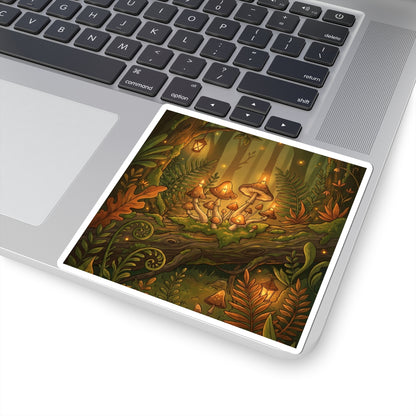 Summer Wild Mushrooms Forest Whimsy Sticker | Rustic Decor Art Print