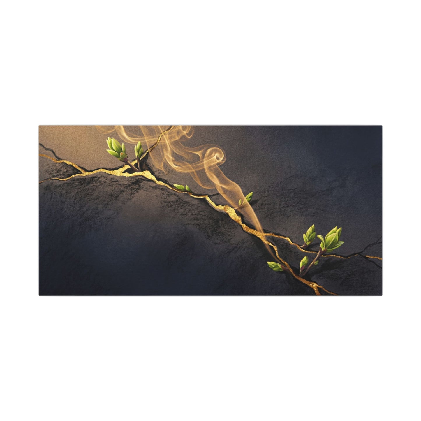 Spring Incense Smoke Gold Vein Canvas Art | Healing Decor