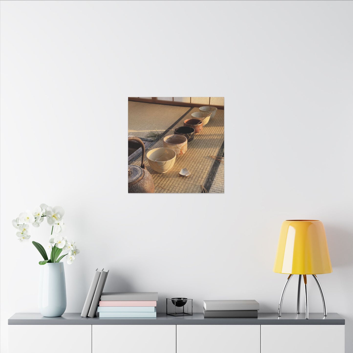 Kintsugi Tea Ceremony in Golden Hour | Gold Repair Canvas Art