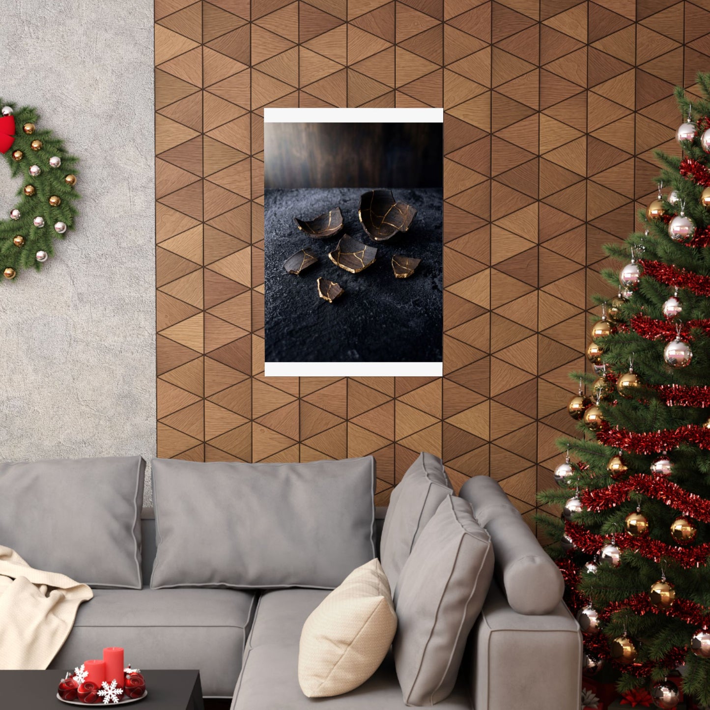 Dawn Broken Pottery Wall Art Print - Dark Japandi Kanso