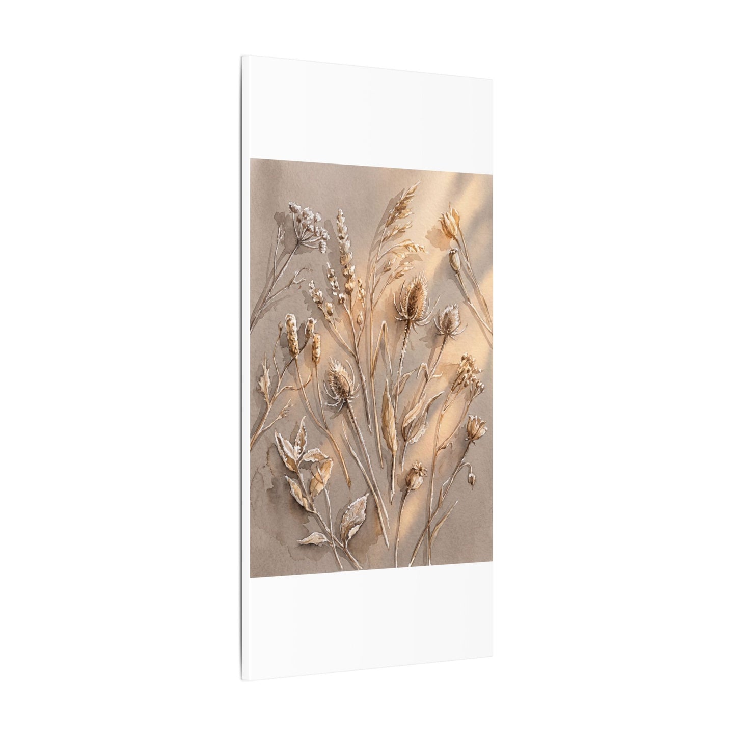 Japandi Dried Flowers in Golden Hour | Watercolor Canvas Art
