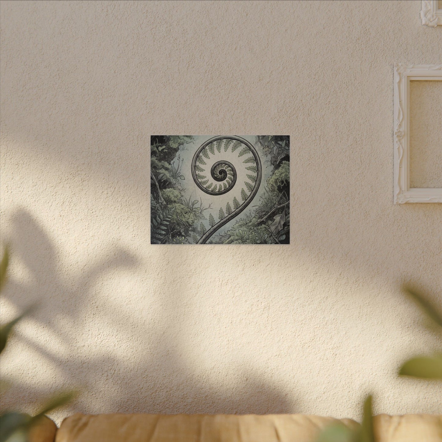 Zen Fern Unfurling in Dawn | Ukiyo E Inspired Canvas Art