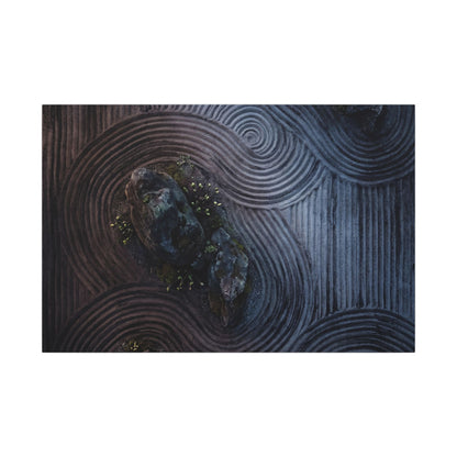 Spring Rock Garden Charcoal Ink Canvas Art | Bold Decor