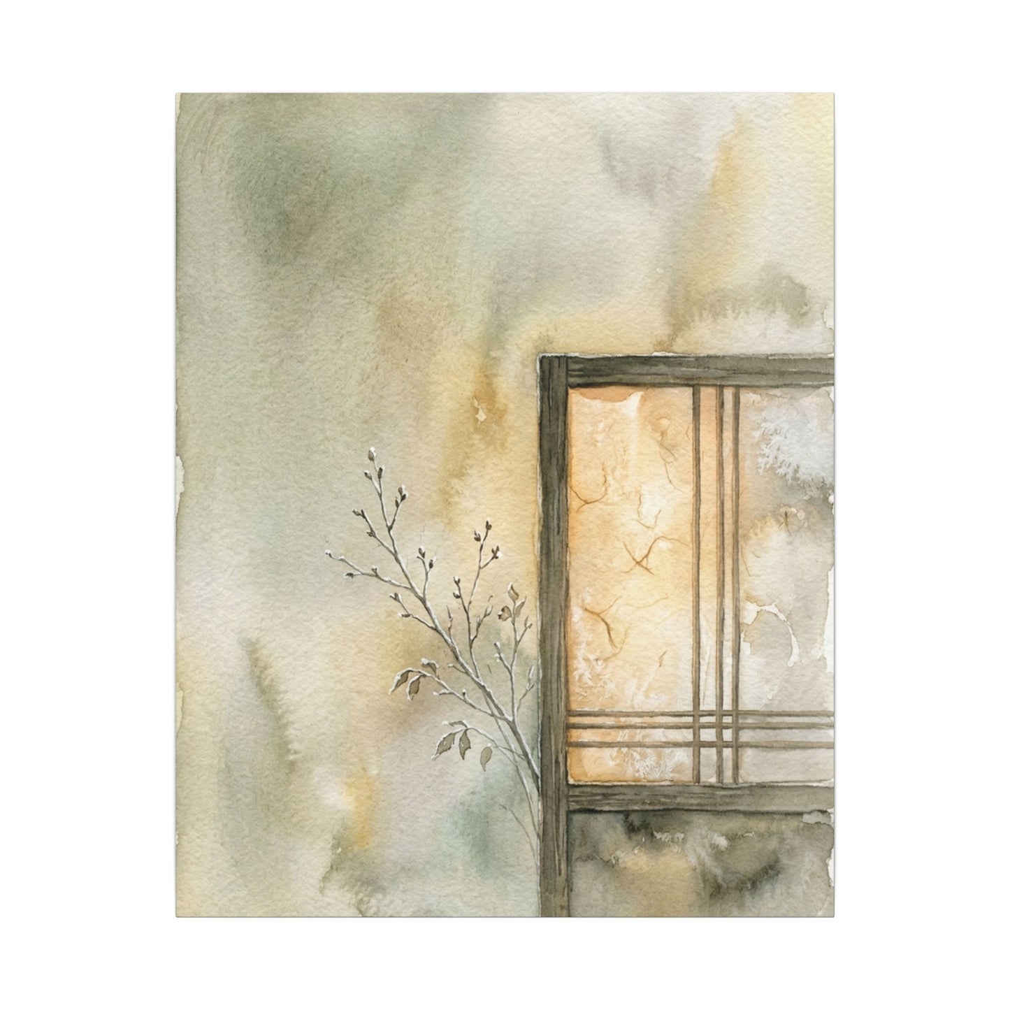 Ma Shoji Screen Canvas Art - Japandi Watercolor