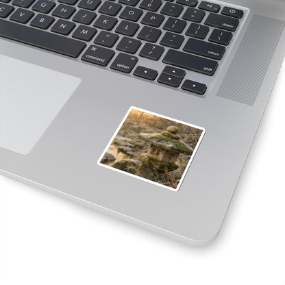 Stone Lantern Watercolor Sticker | Earthy Japandi Art