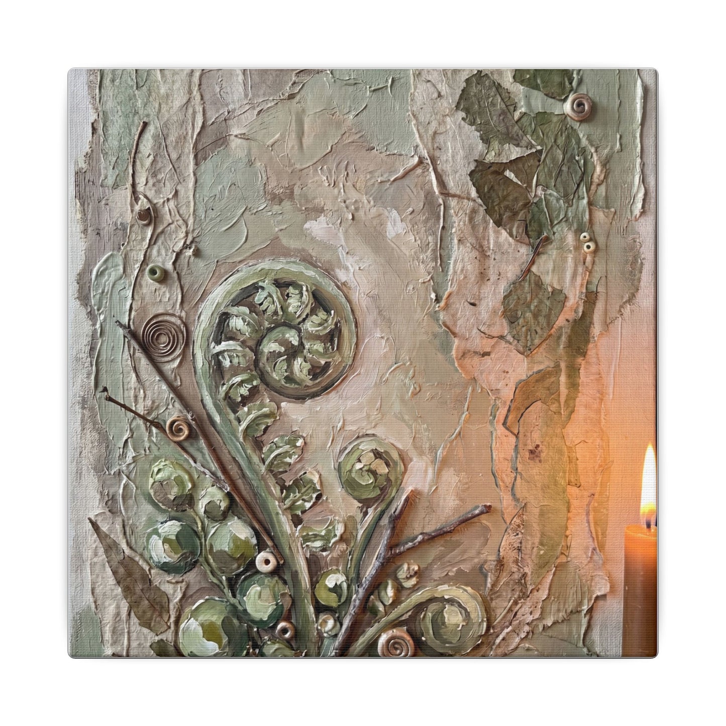 Datsuzoku Fern Unfurling Canvas Art - Japandi Texture