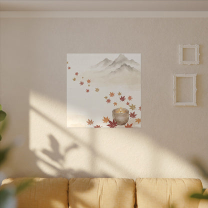 Earthy Mountain Mist Canvas Art - Japanese Pattern Japandi