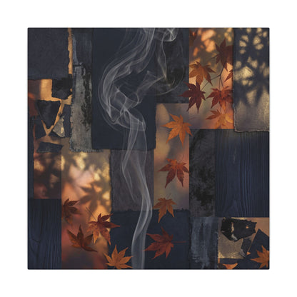 Luxurious Incense Smoke Canvas Art - Dark Texture Dark Japandi