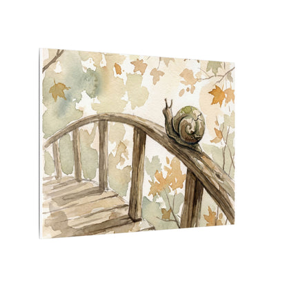 Wooden Bridge Canvas Art | Autumn Japandi Watercolor Art