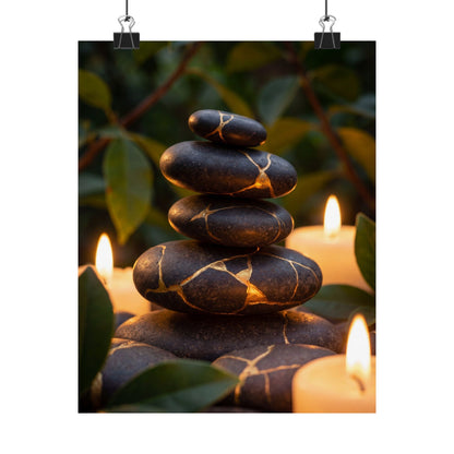 Summer River Stones Gold Vein Wall Art Print | Healing Decor Art Print