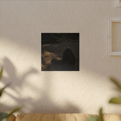 Ma Rock Garden Canvas Art - Dark Japandi Shadow Zen