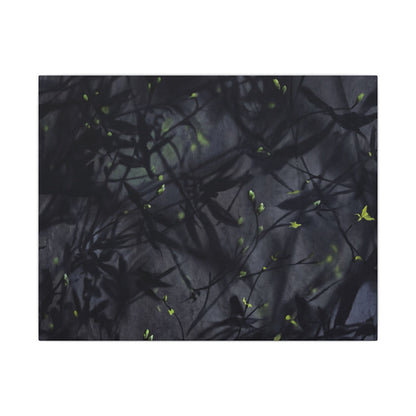 Shadow Play Spring Canvas Art | Dark Japandi Atmospheric Design