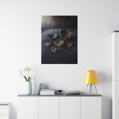 Winter Broken Pottery Shadow Zen Canvas Art | Bold Decor
