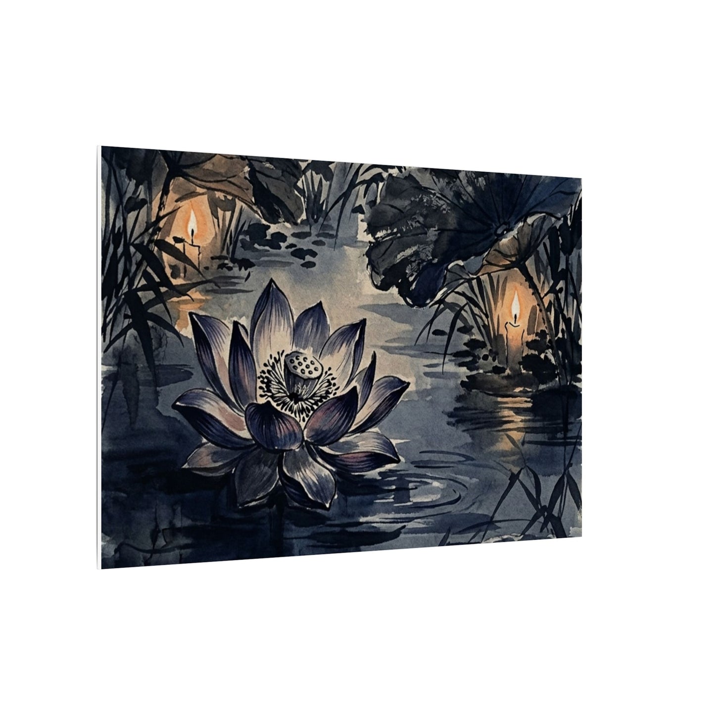 Fukinsei Lotus Flower Canvas Art - Zen Sumi E