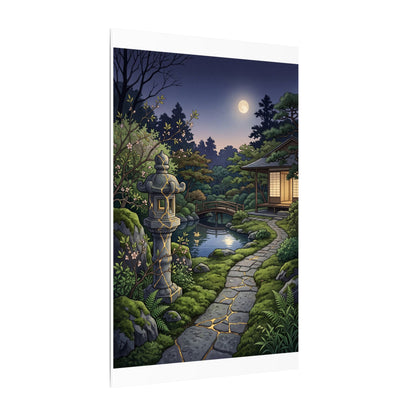 Spring Moonlit Garden Gold Vein Canvas Art | Resilient Decor