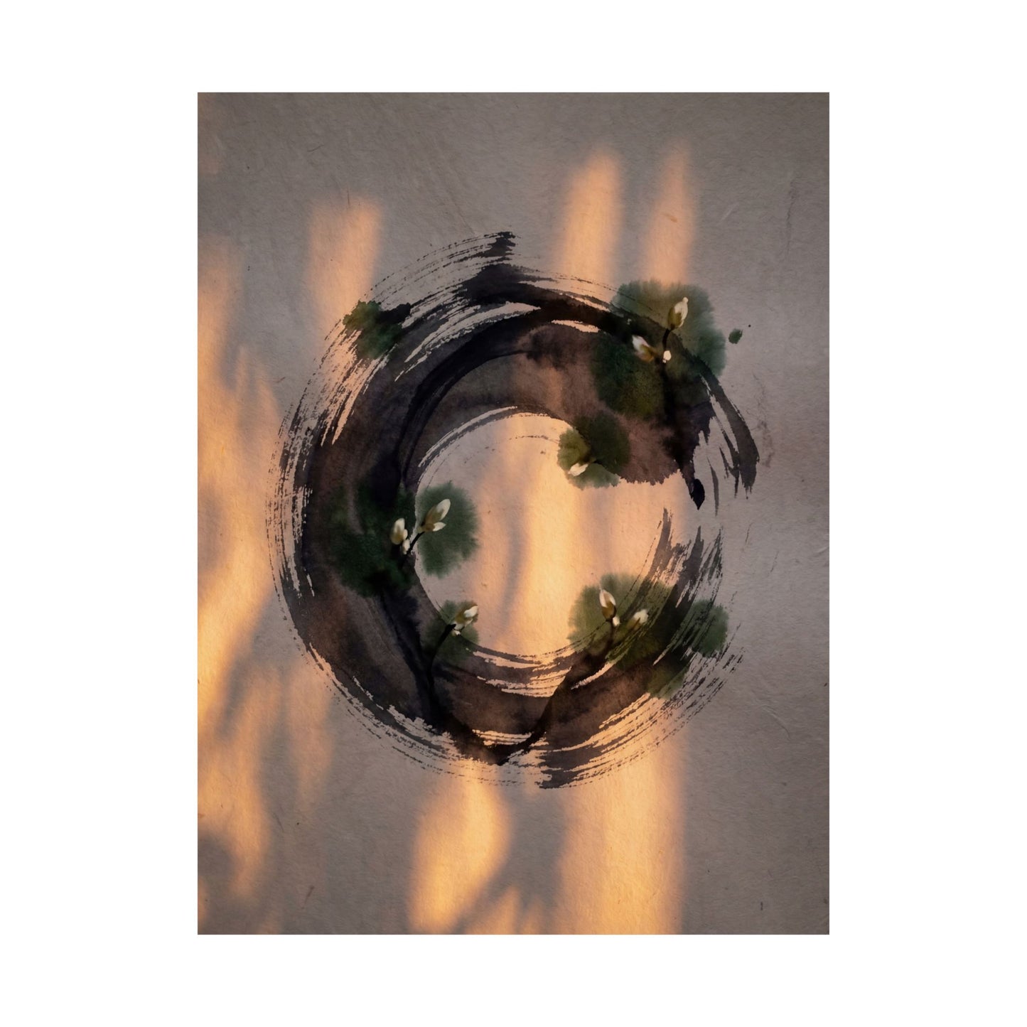 Candlelight Ink Brushstroke Wall Art Print - Dark Japandi Datsuzoku