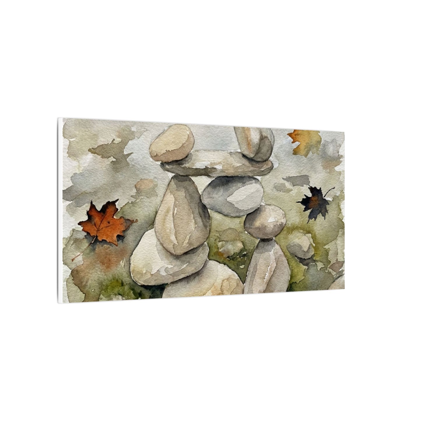 Overcast River Stones Canvas Art - Japandi Fukinsei