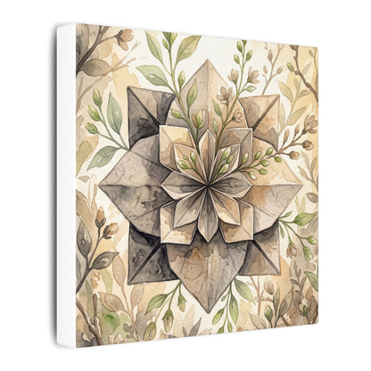 Warm Paper Fold Canvas Art - Watercolor Japandi