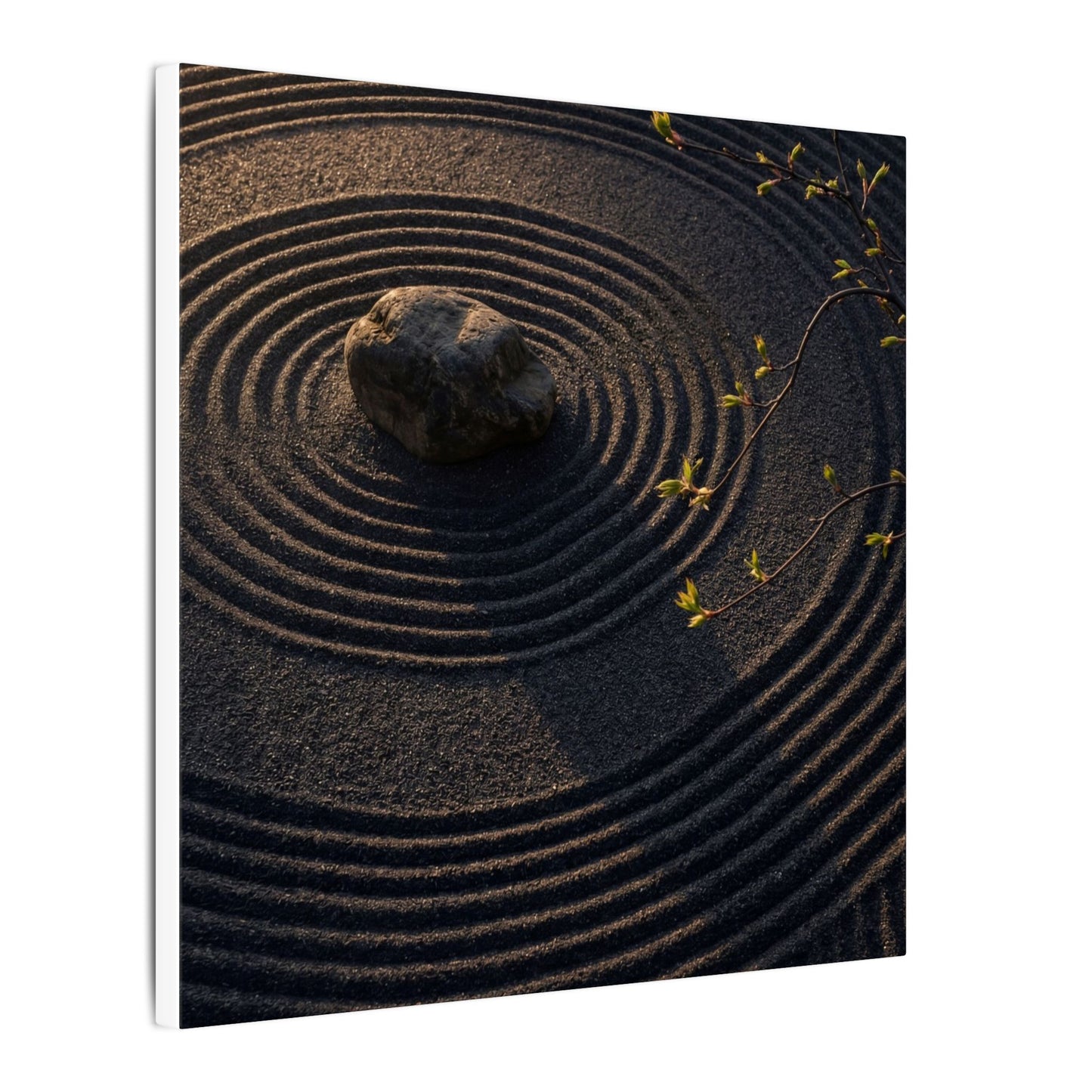 Rock Garden Shadow Zen Canvas Art | Bold Dark Japandi Art