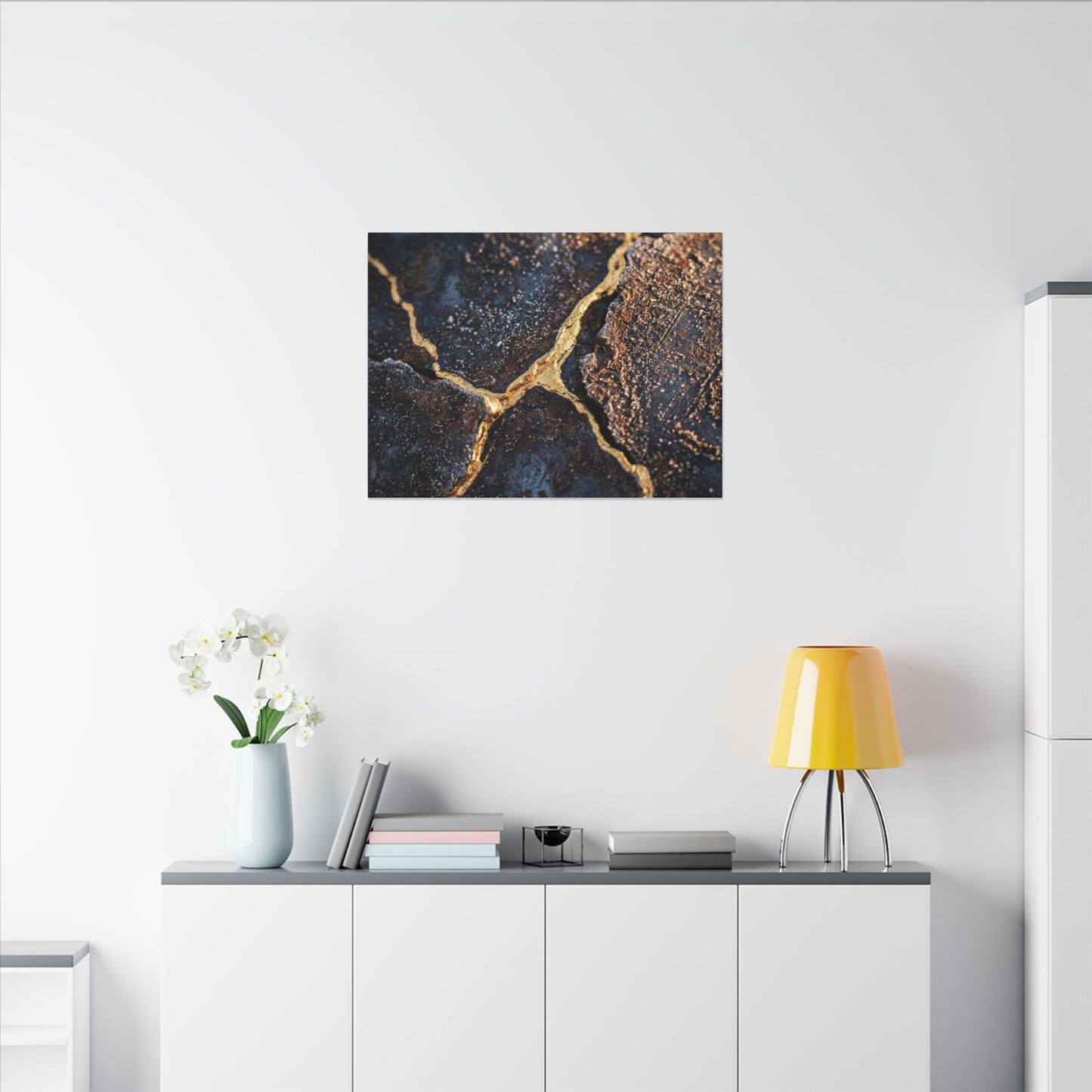 Winter Rust Patina Gold Vein Canvas Art | Resilient Decor
