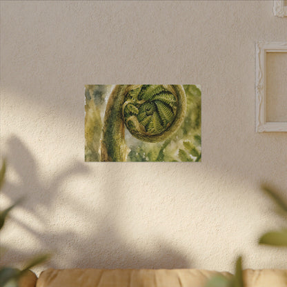 Japandi Fern Unfurling in Dappled | Watercolor Canvas Art