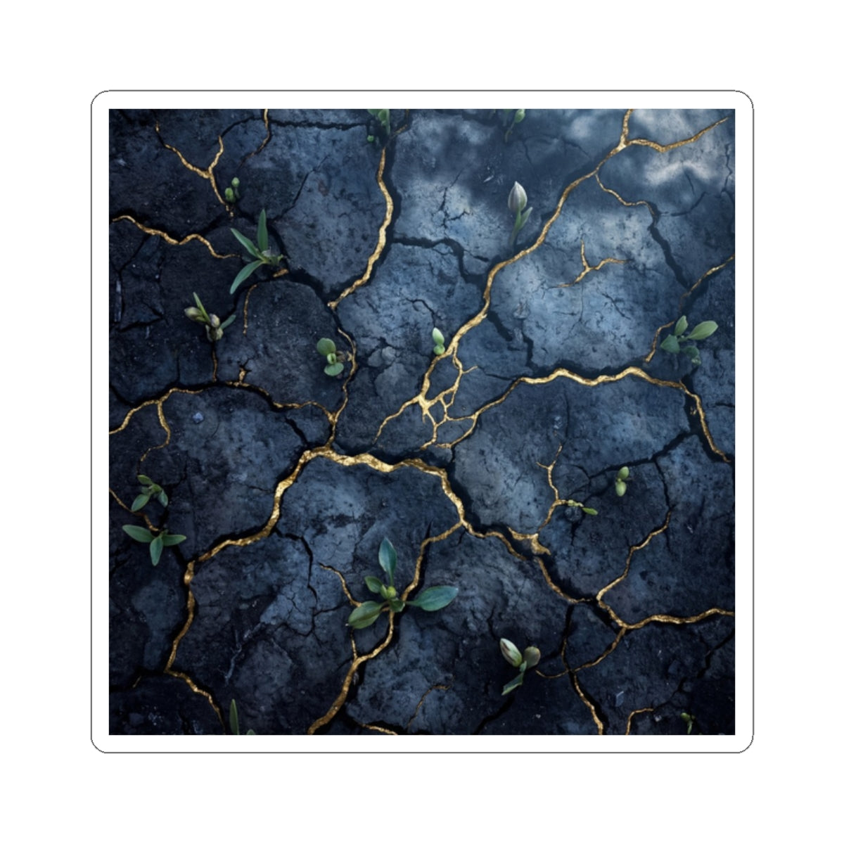 Cracked Earth Broken Beauty Sticker | Philosophical Kintsugi Art Art Print