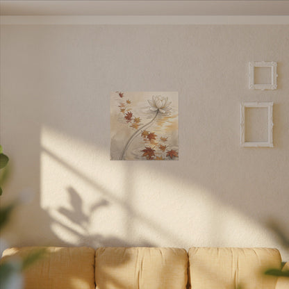 Lotus Flower Canvas Art | Autumn Japandi Minimal Line Art