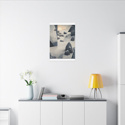 Seijaku Rock Garden Canvas Art - Zen Ukiyo E Inspired