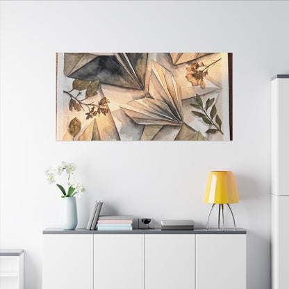Golden Hour Paper Fold Canvas Art - Japandi Seijaku