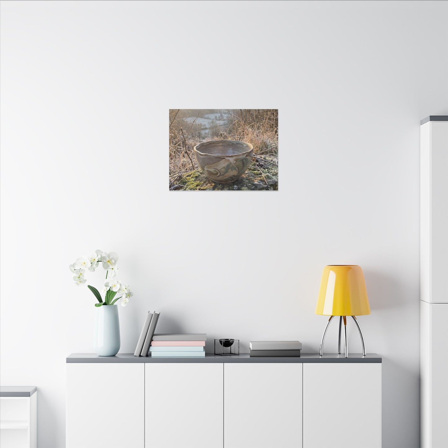 Golden Hour Ceramic Bowl Canvas Art - Japandi Shibui