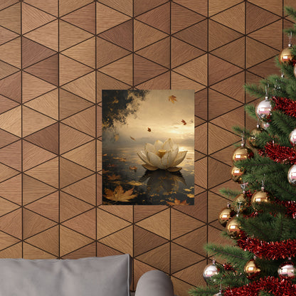 Resilient Lotus Flower Wall Art Print - Gold Vein Kintsugi