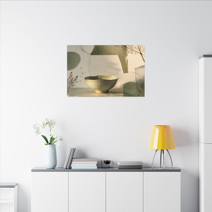 Warm Ceramic Bowl Canvas Art - Minimal Line Japandi
