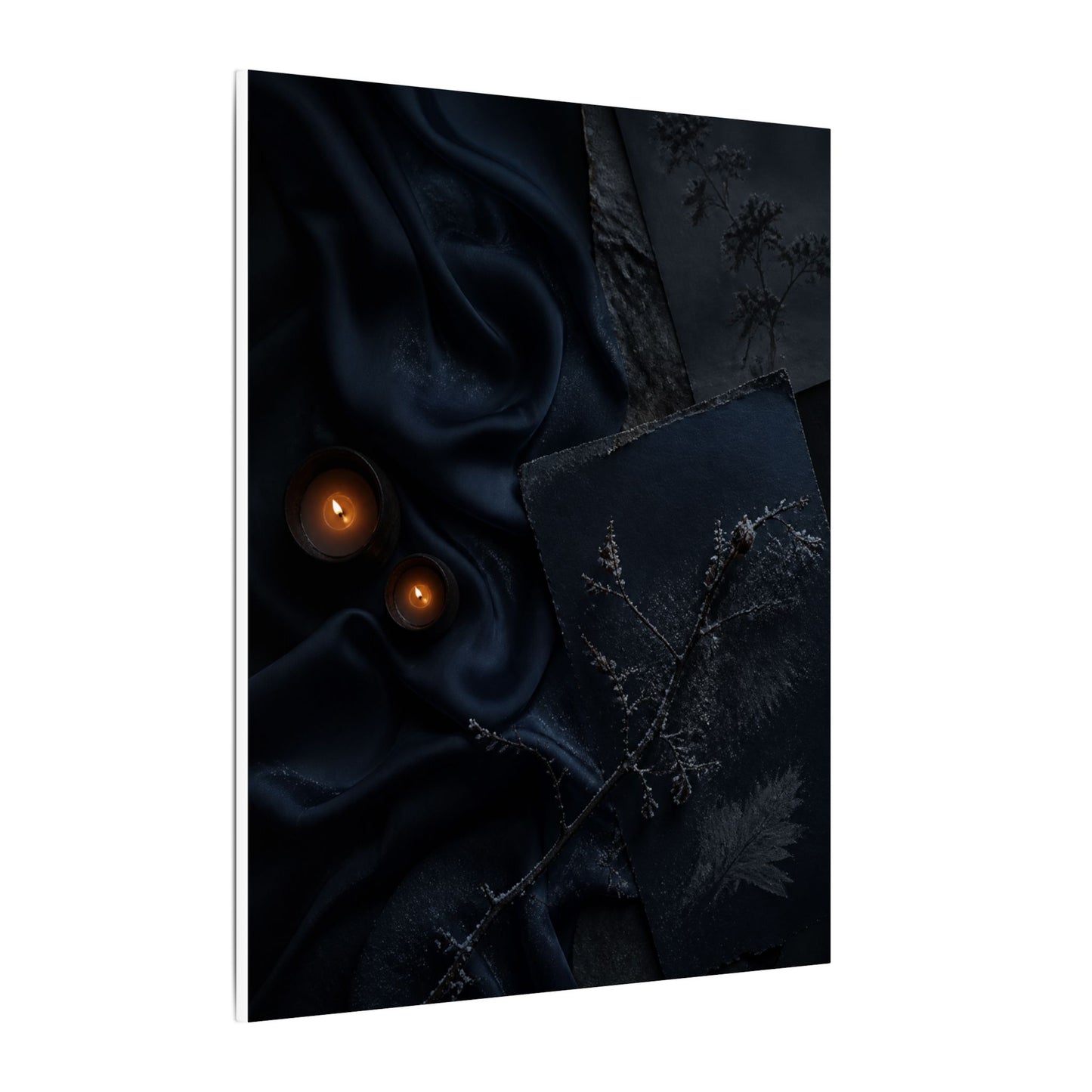 Candlelight Silk Drape Canvas Art - Dark Japandi Kanso