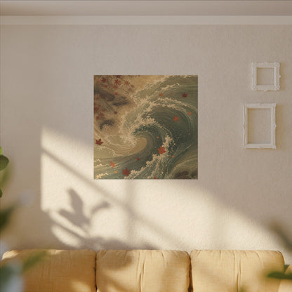 Japandi Ocean Wave in Candlelight | Japanese Pattern Canvas Art