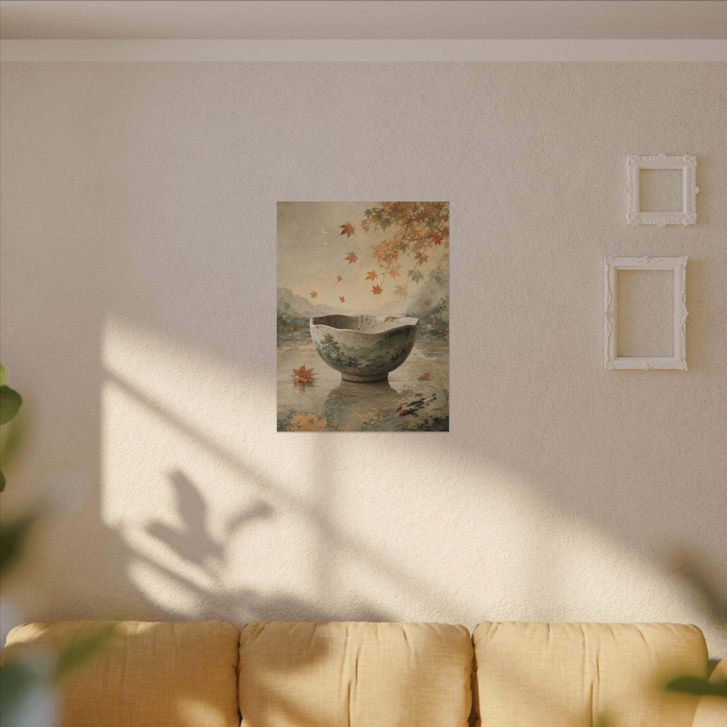 Autumn Ceramic Bowl Watercolor Canvas Art | Cozy Decor