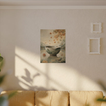 Autumn Ceramic Bowl Watercolor Canvas Art | Cozy Decor