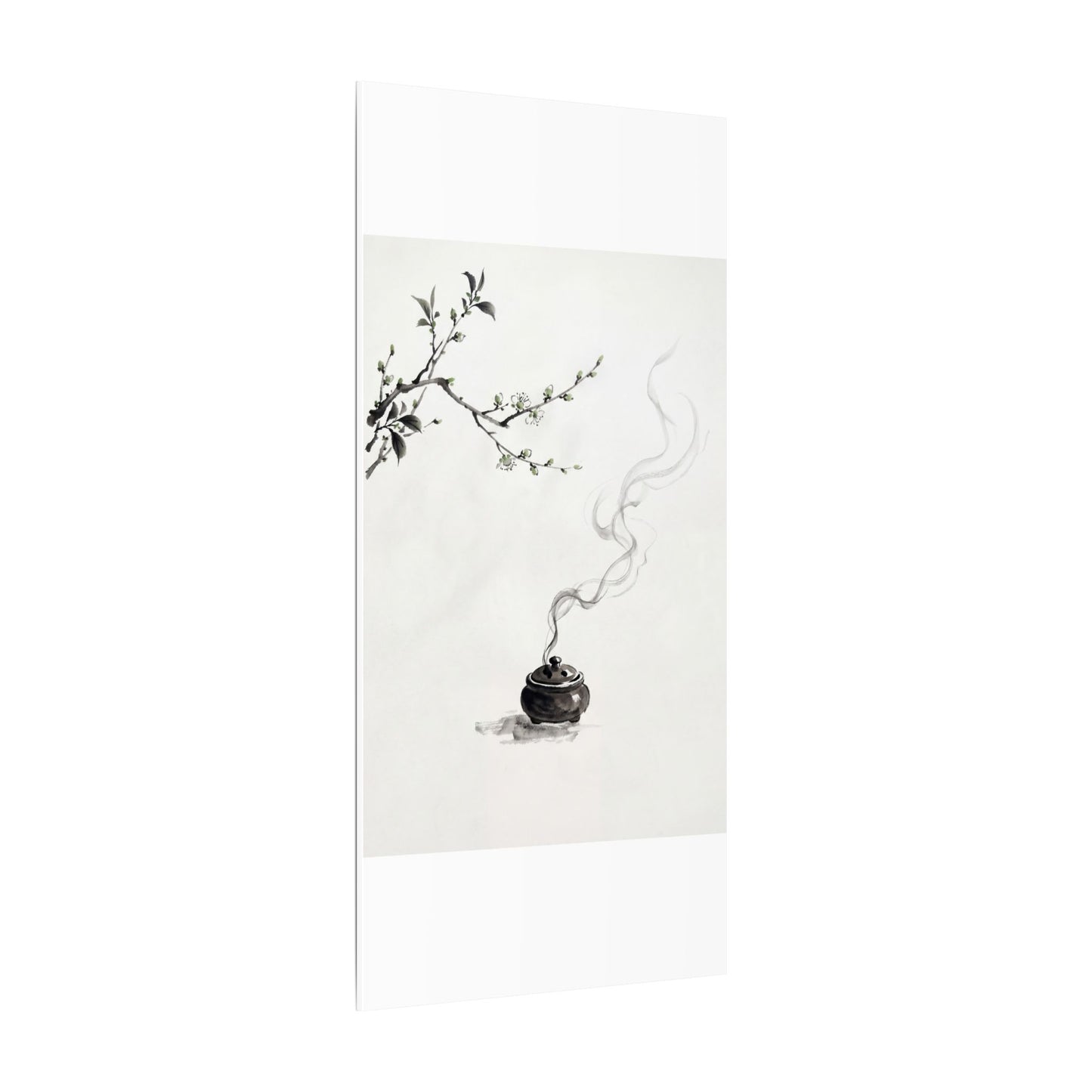 Calm Incense Smoke Canvas Art - Sumi E Zen