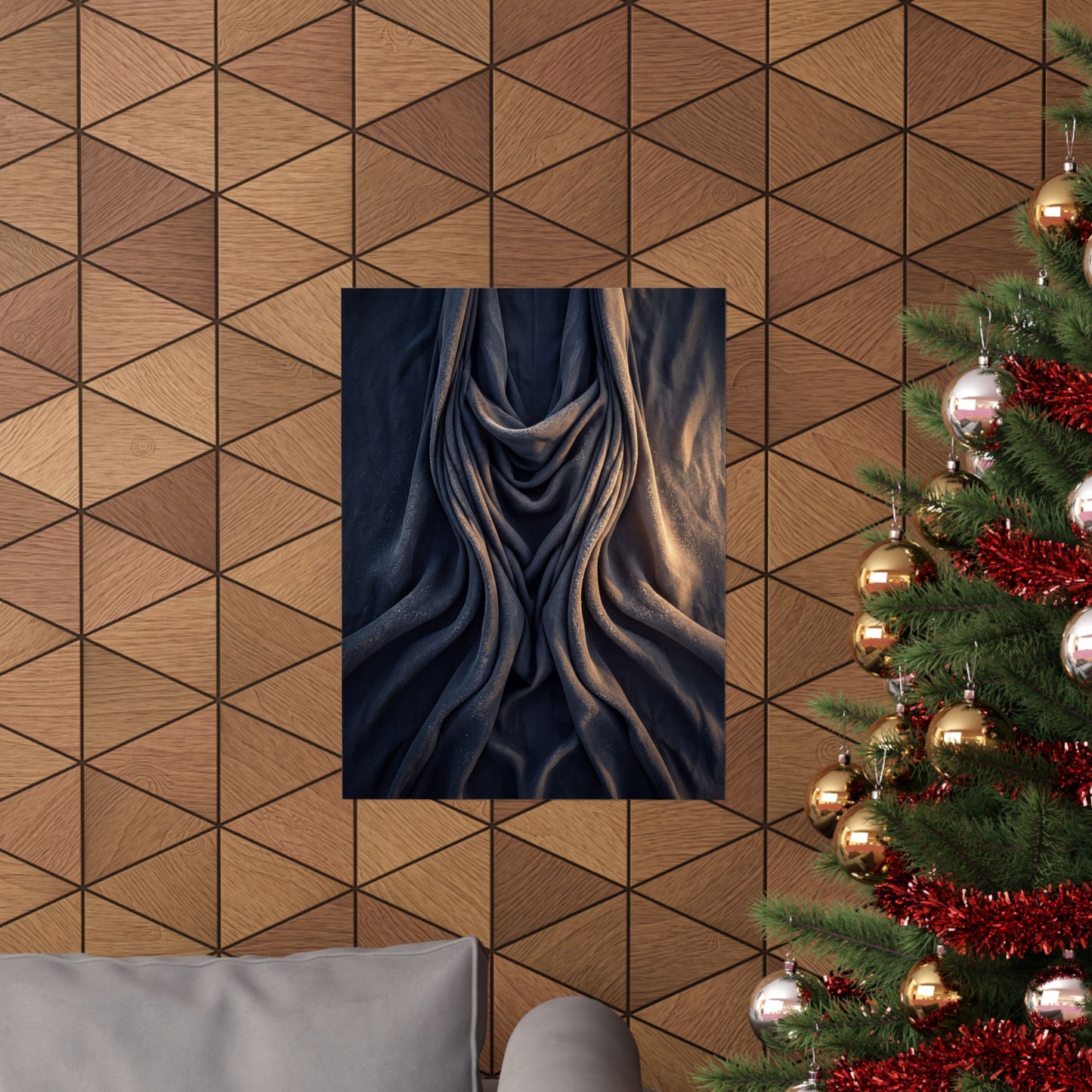 Silk Drape Shadow Zen Wall Art Print | Sophisticated Dark Japandi Art