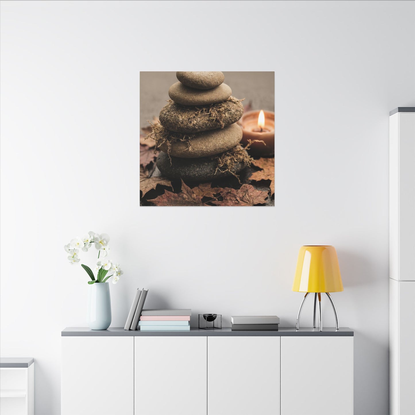 River Stones Canvas Art | Autumn Japandi Texture Art
