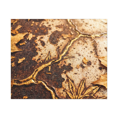 Kintsugi Rust Patina in Golden Hour | Gold Vein Canvas Art