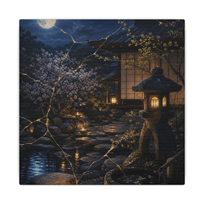 Seijaku Moonlit Garden Canvas Art - Kintsugi Gold Vein