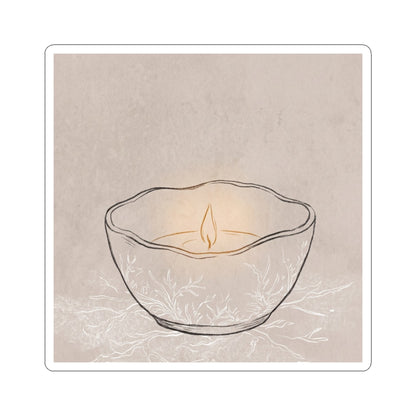 Ma Ceramic Bowl Sticker - Japandi Minimal Line Art Print