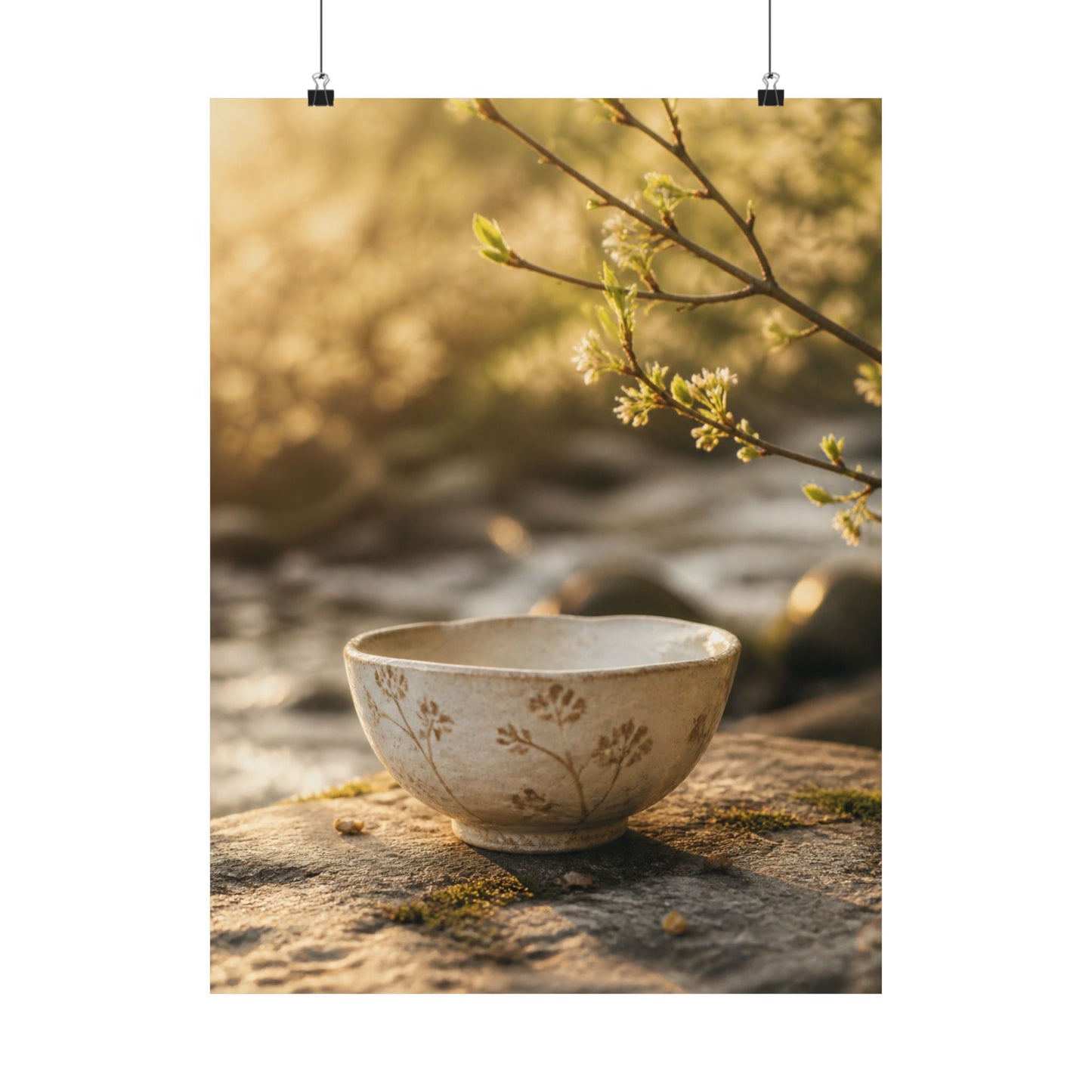Spring Ceramic Bowl Japanese Pattern Wall Art Print | Warm Decor
