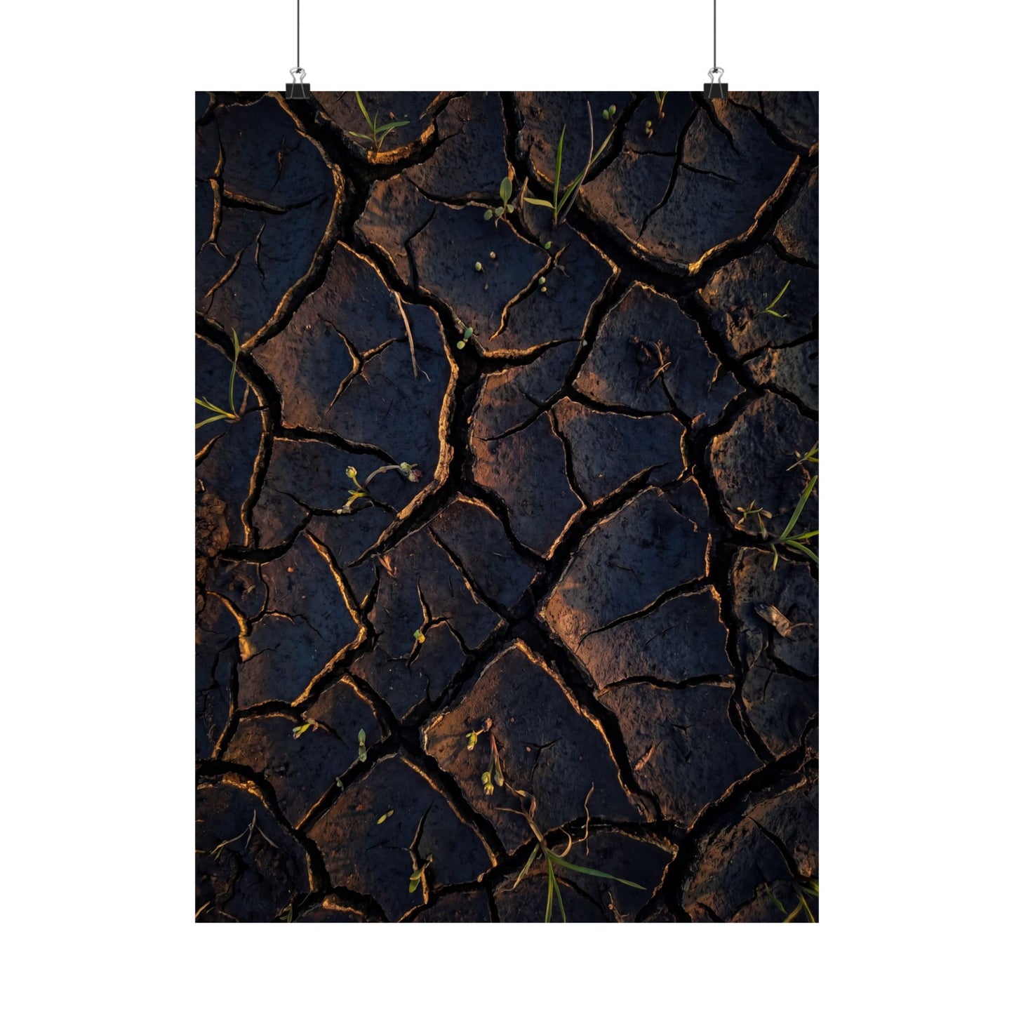 Cracked Earth Moody Minimal Wall Art Print | Sophisticated Dark Japandi Art Art Print