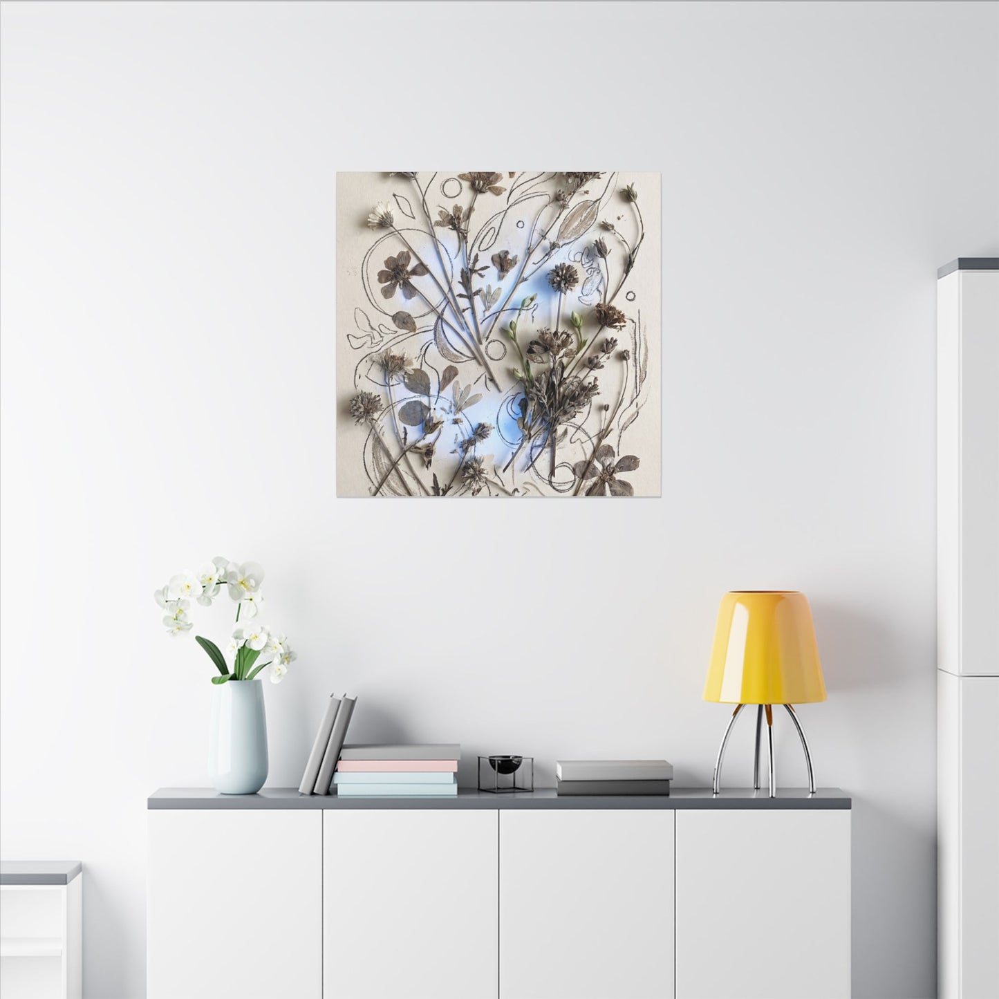 Dried Flowers Minimal Line Canvas Art | Elegant Japandi Art