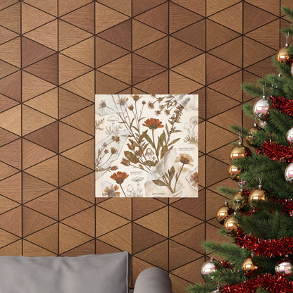 Winter Dried Flowers Herbarium Wall Art Print | Rustic Decor