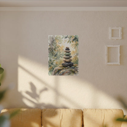 Golden Hour River Stones Canvas Art - Japandi Mono No Aware