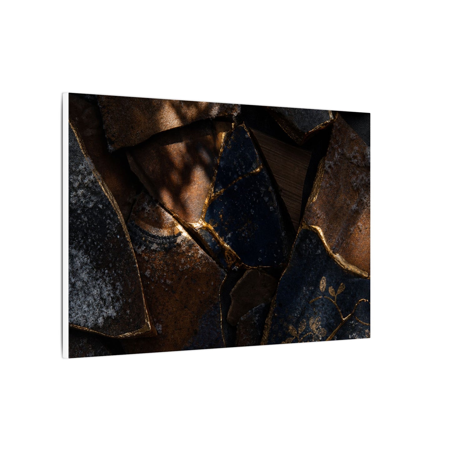 Fukinsei Broken Pottery Canvas Art - Dark Japandi Dark Texture